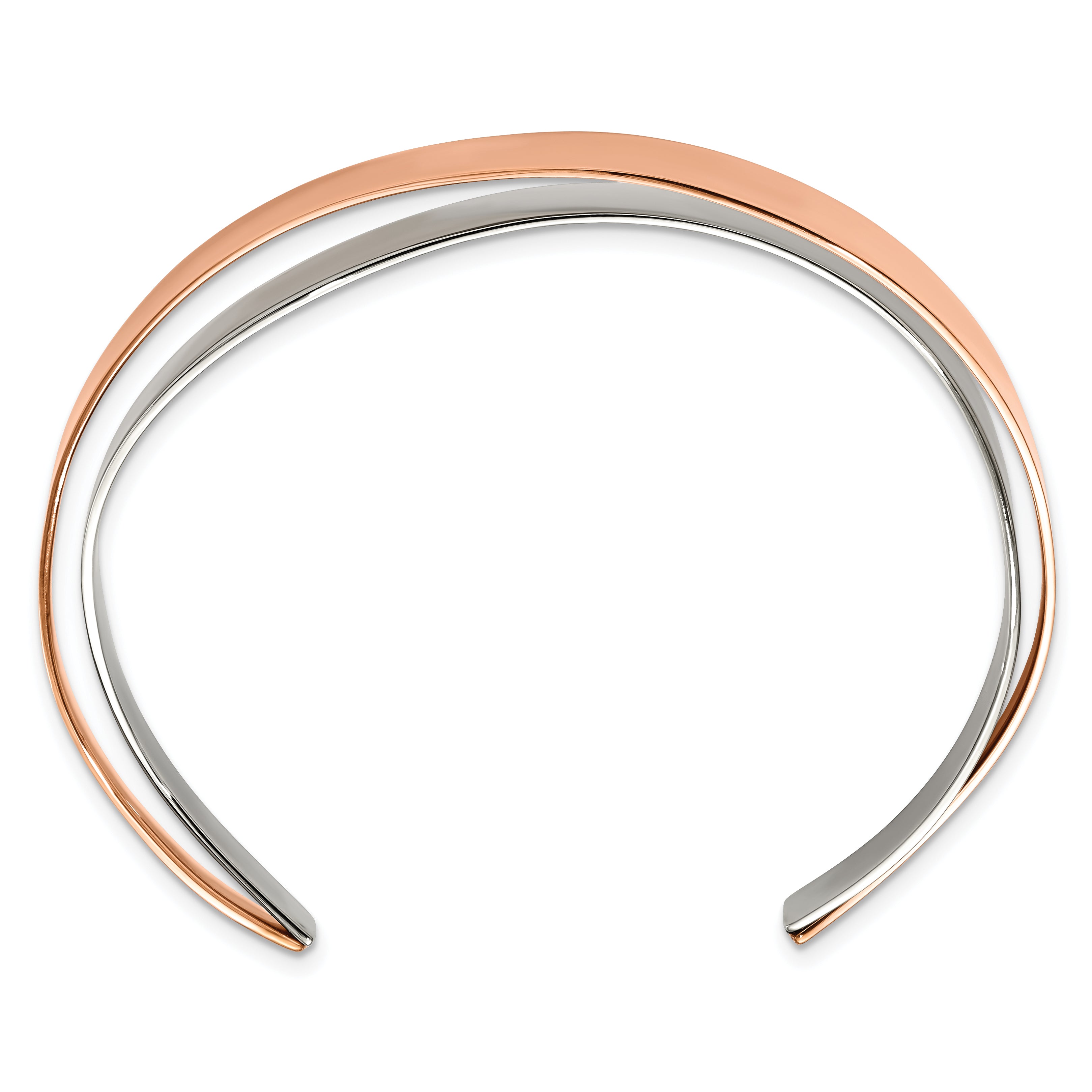 Stainless Steel Polished Rose IP-plated Layered and Twisted Cuff Bangle Bracelet for Women Secondary image