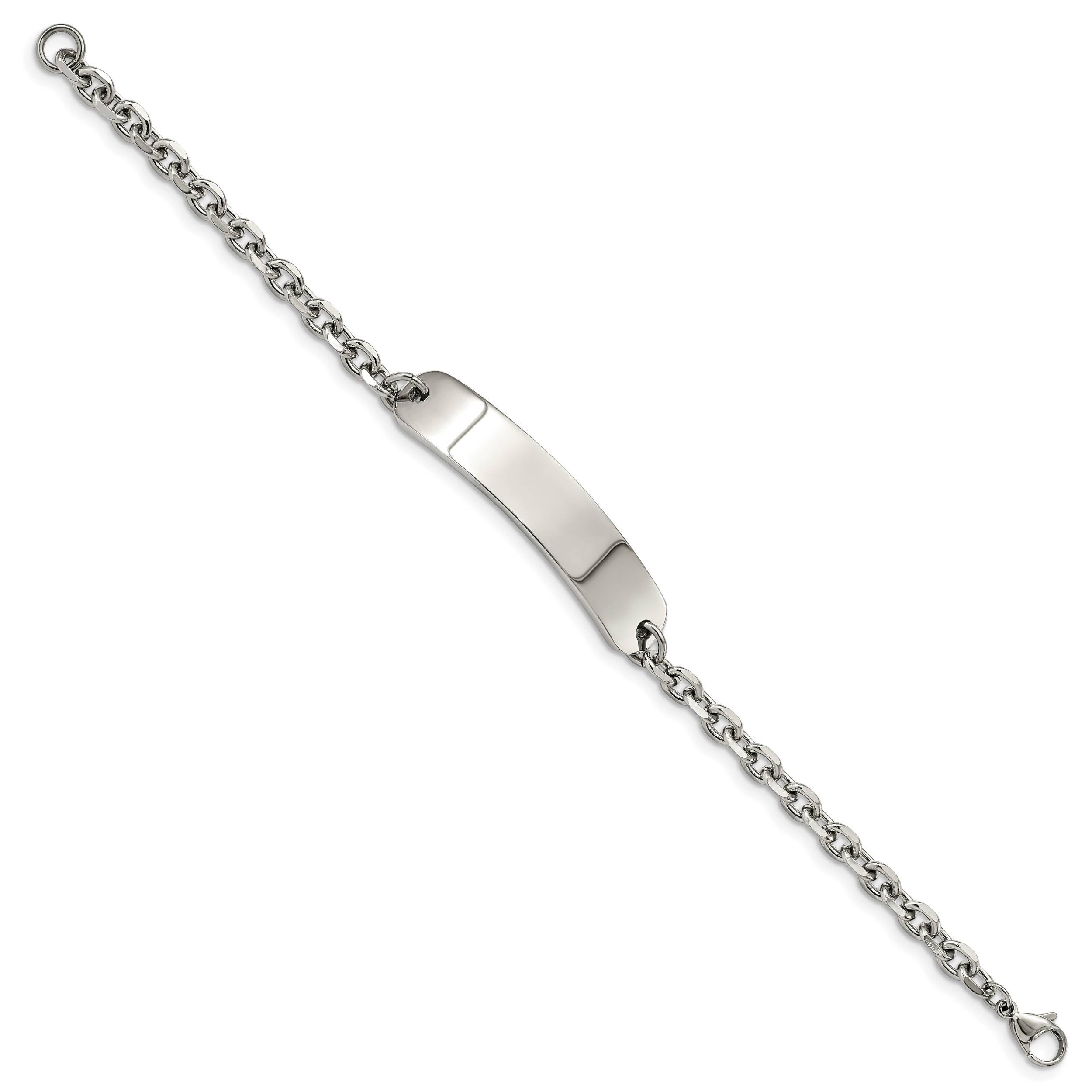 Stainless Steel Polished Cable Chain ID Bracelet