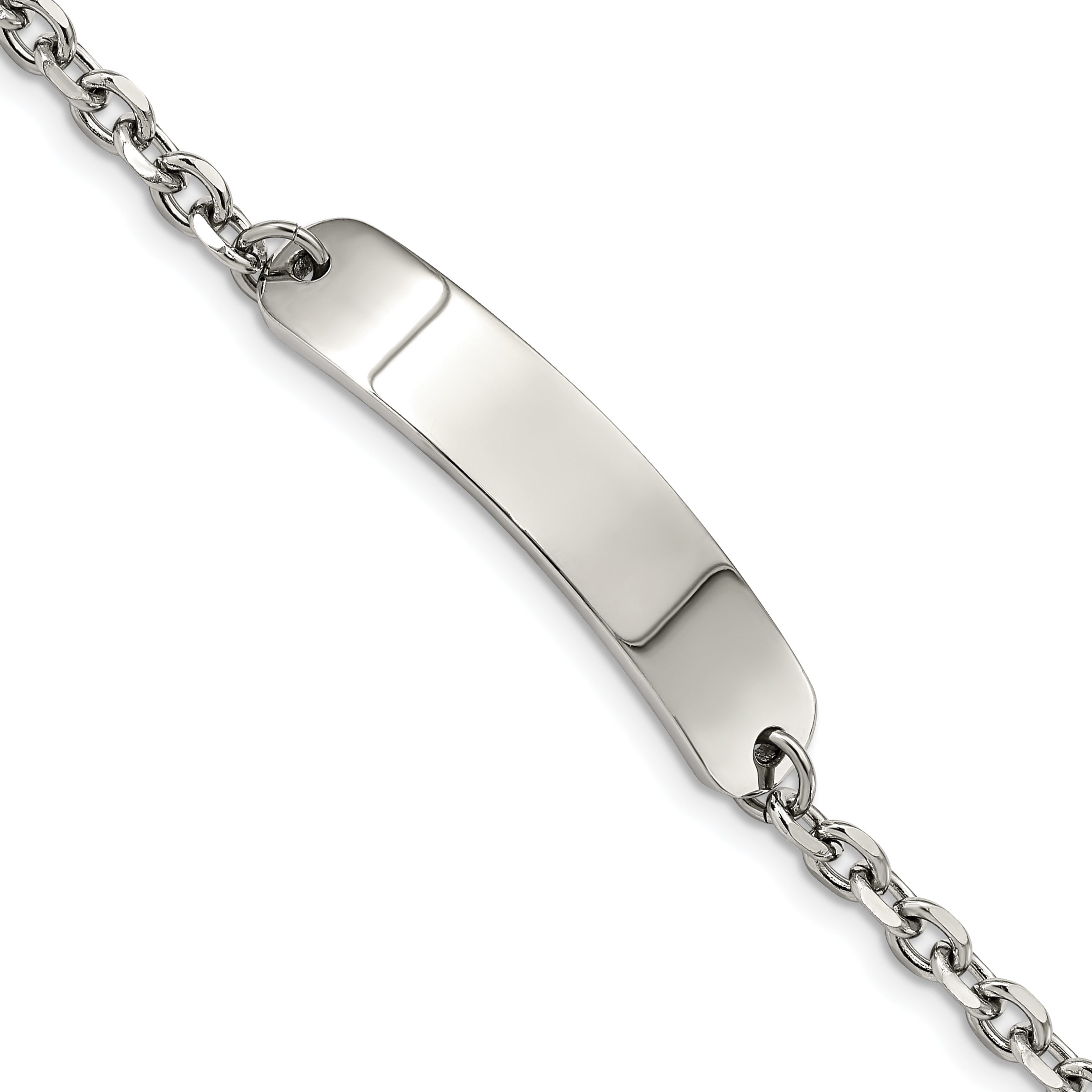 Stainless Steel Polished Cable Chain ID Bracelet