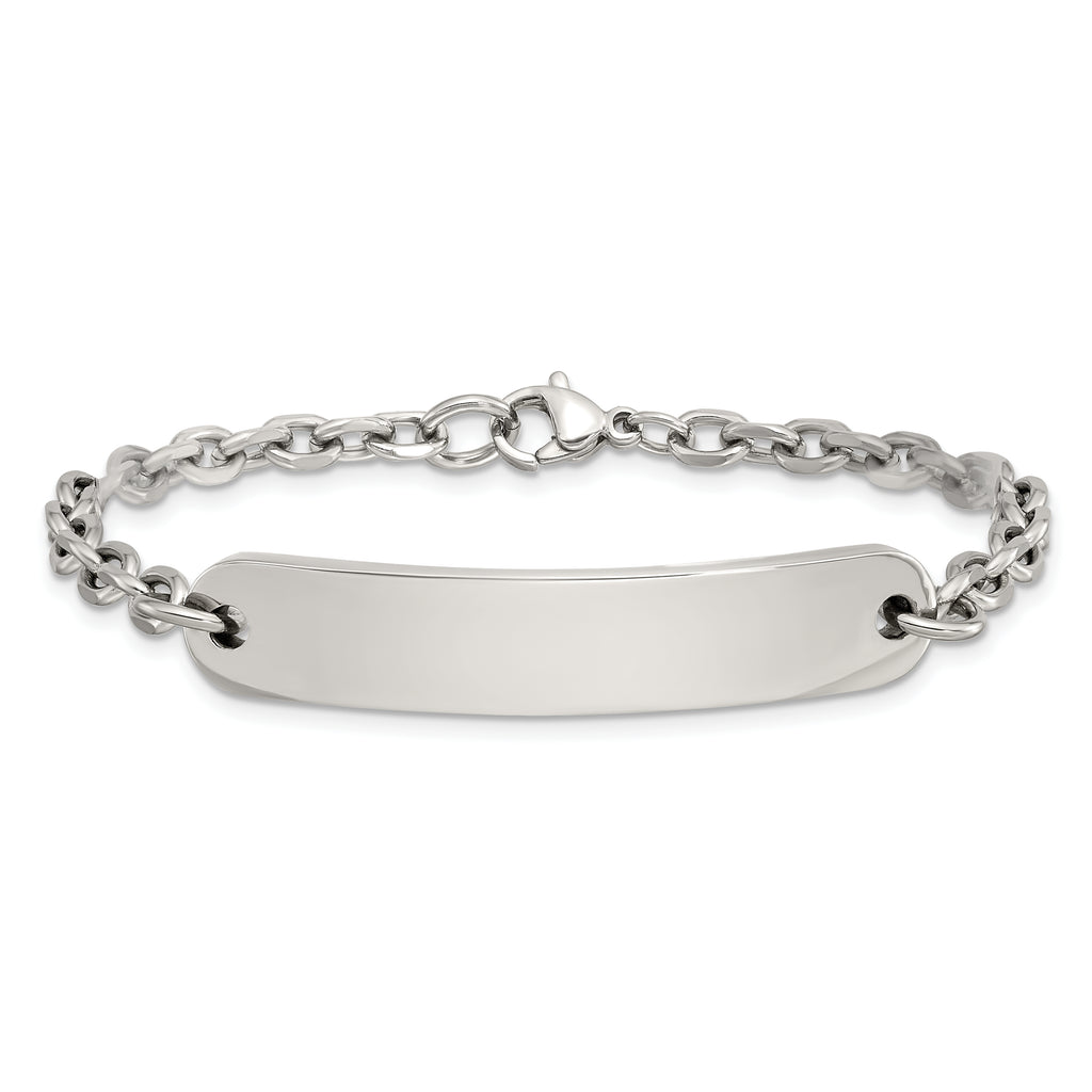 Stainless Steel Polished Cable Chain ID Bracelet for Women