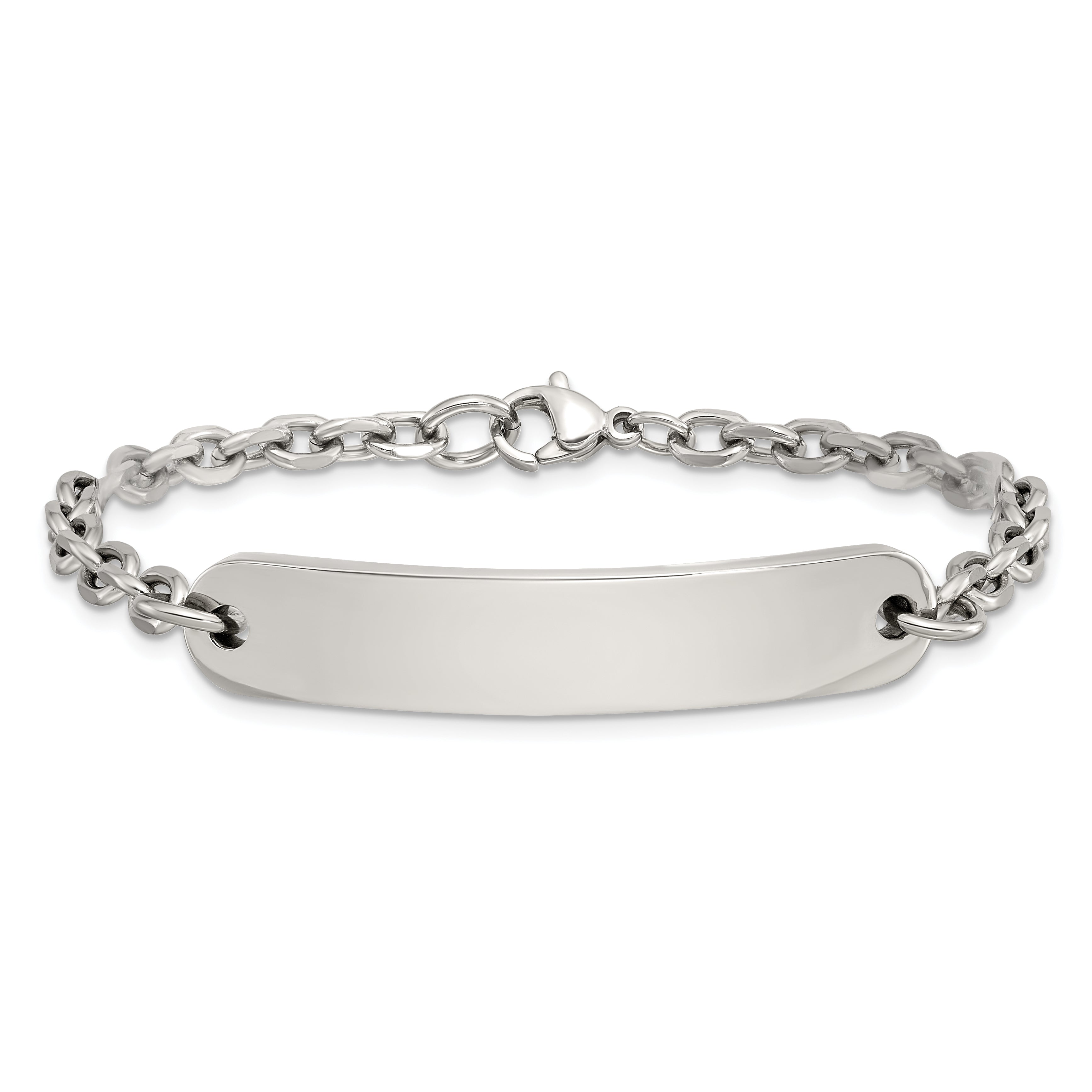 Stainless Steel Polished Cable Chain ID Bracelet for Women