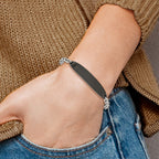 Stainless Steel Polished Cable Chain Black IP-plated ID Bracelet for Women
