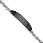 Stainless Steel Polished Cable Chain Black IP-plated ID Bracelet for Women