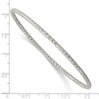 Stainless Steel Polished and Textured 2mm Slip on Bangle Bracelet for Women