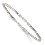 Stainless Steel Polished and Textured 2mm Slip on Bangle Bracelet for Women