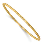 Stainless Steel Polished and Textured Yellow IP-plated 2mm Slip on Bangle Bracelet for Women