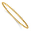 Stainless Steel Polished and Textured Yellow IP-plated 2mm Slip on Bangle Bracelet for Women