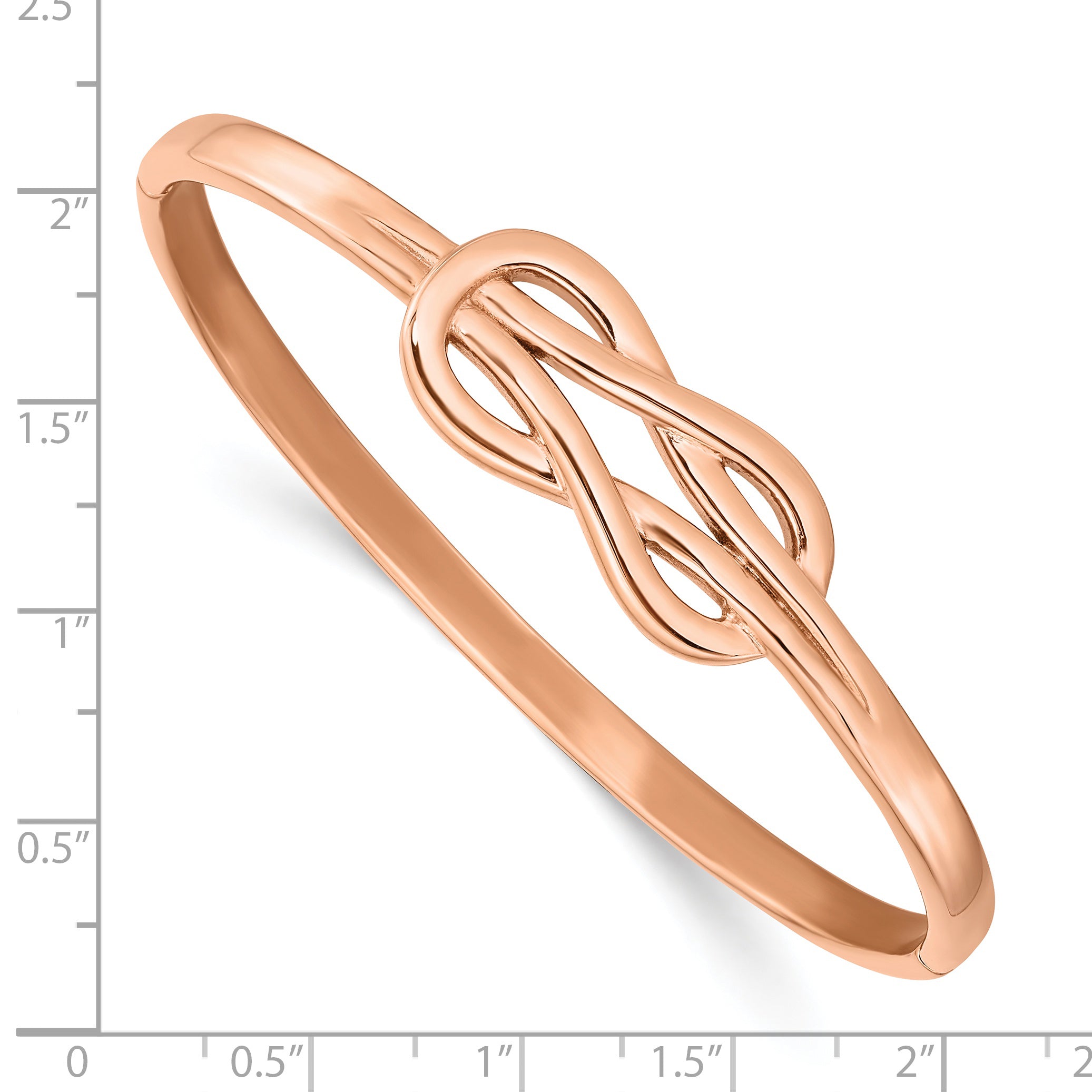 Stainless Steel Polished Rose IP-plated Knot Hinged Bangle Bracelet for Women