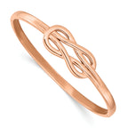 Stainless Steel Polished Rose IP-plated Knot Hinged Bangle Bracelet for Women