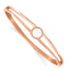 Stainless Steel Polished Rose IP-plated with White Crystal Hinged Bangle Bracelet for Women