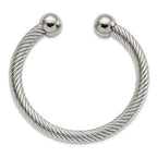 Stainless Steel Polished 7.3mm Cuff Bangle Bracelet for Women