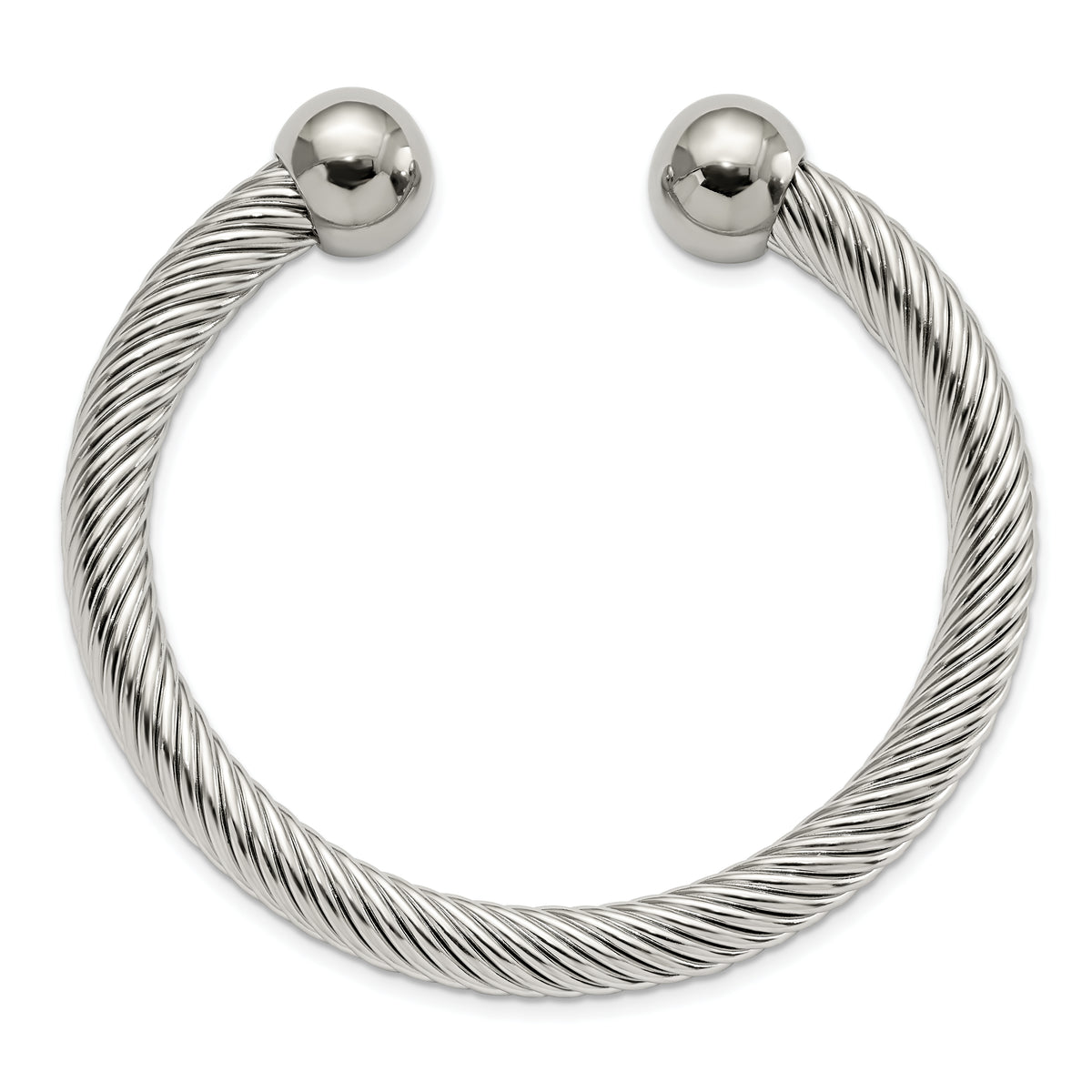 Stainless Steel Polished 7.3mm Cuff Bangle Bracelet for Women
