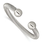 Stainless Steel Polished 7.3mm Cuff Bangle Bracelet for Women