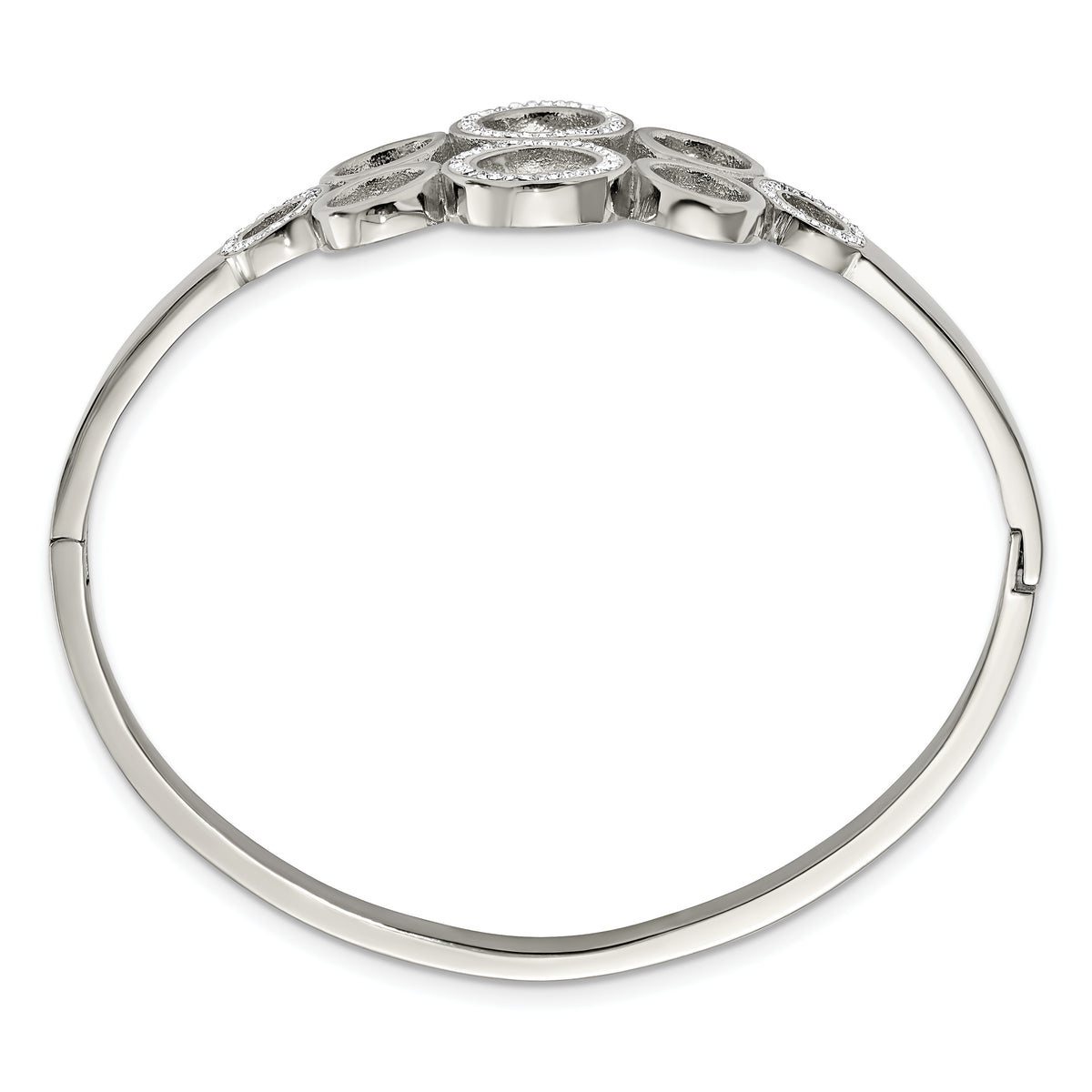 Stainless Steel Polished with Preciosa Crystal Hinged Bangle Bracelet for Women Main image