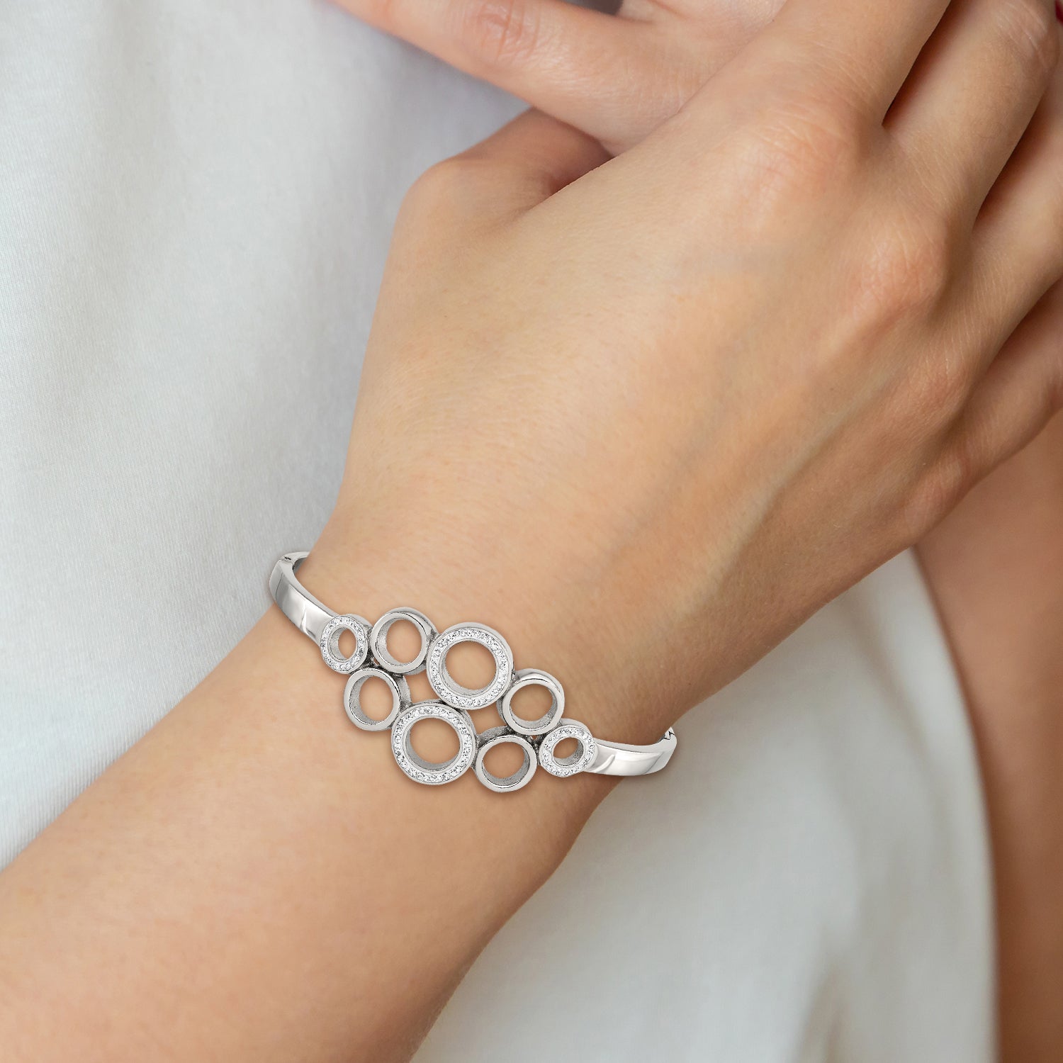 Stainless Steel Polished with Preciosa Crystal Hinged Bangle Bracelet for Women Secondary image
