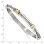 Stainless Steel Polished Yellow IP-plated with Preciosa Crystal Hinged Bangle Bracelet for Women