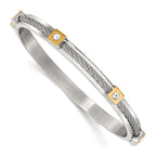Stainless Steel Polished Yellow IP-plated with Preciosa Crystal Hinged Bangle Bracelet for Women