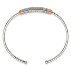 Stainless Steel Polished Rose IP-plated Flexible Cuff Bangle Bracelet for Women