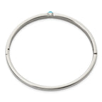 Stainless Steel Polished with Blue Preciosa Crystal 6mm Hinged Bangle Bracelet for Women