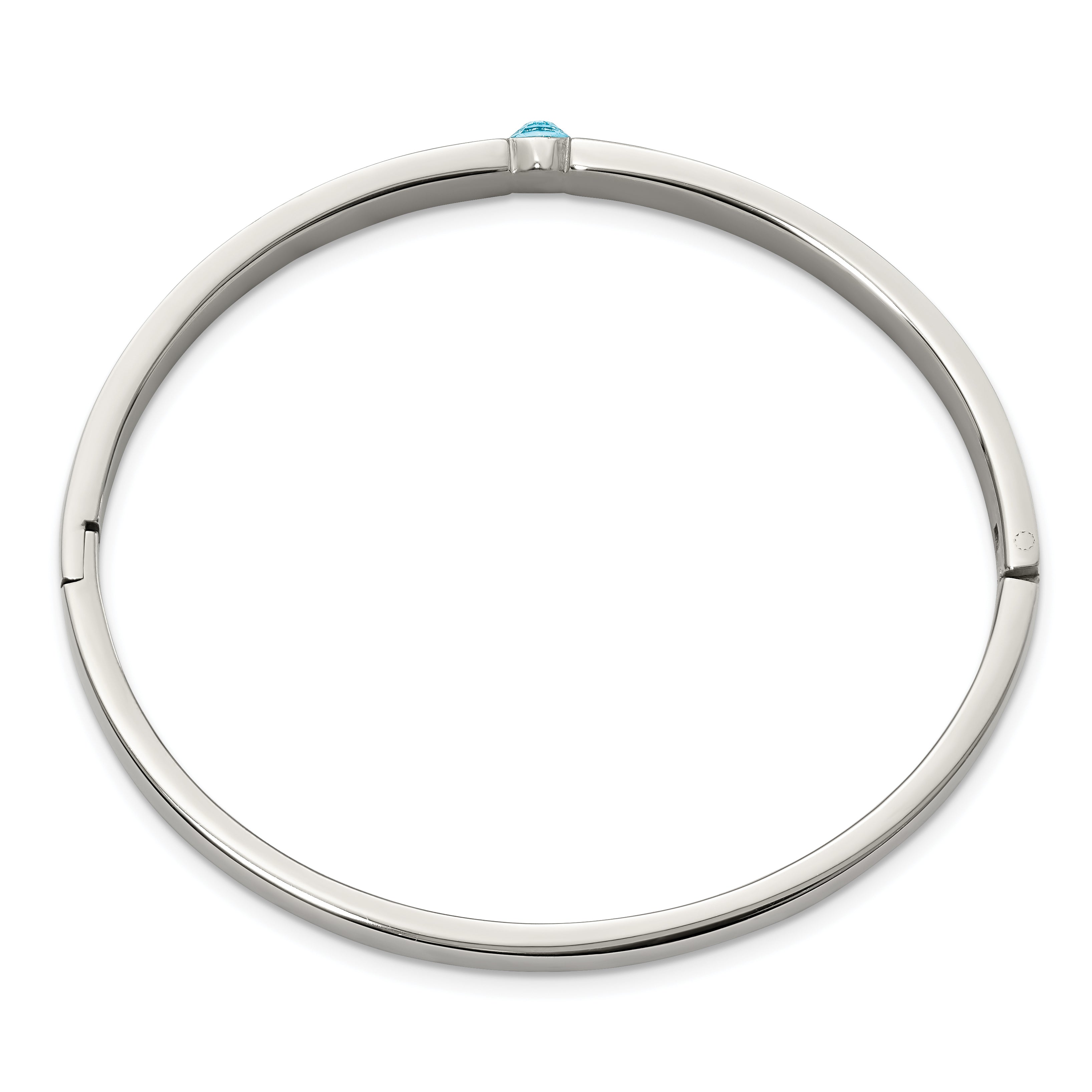 Stainless Steel Polished with Blue Preciosa Crystal 6mm Hinged Bangle Bracelet for Women