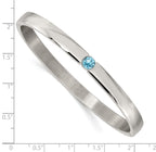Stainless Steel Polished with Blue Preciosa Crystal 6mm Hinged Bangle Bracelet for Women