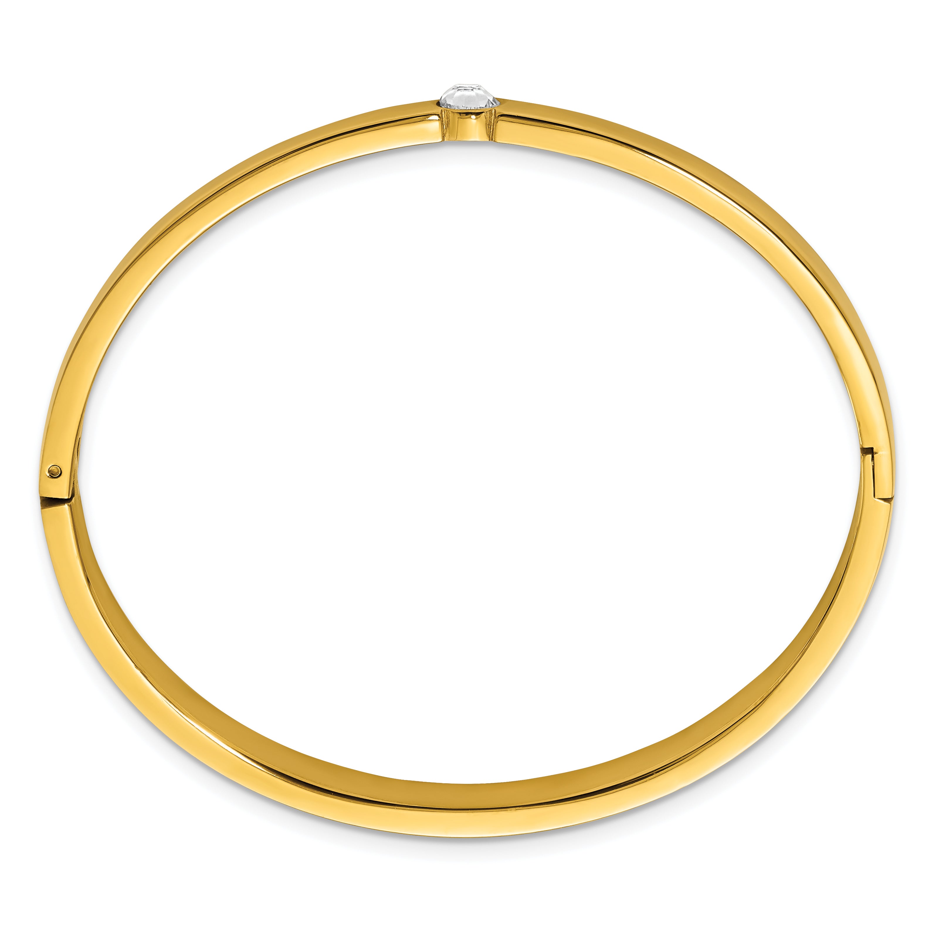 Stainless Steel Polished Yellow IP-plated Preciosa Crystal 6mm Hinged Bangle Bracelet for Women
