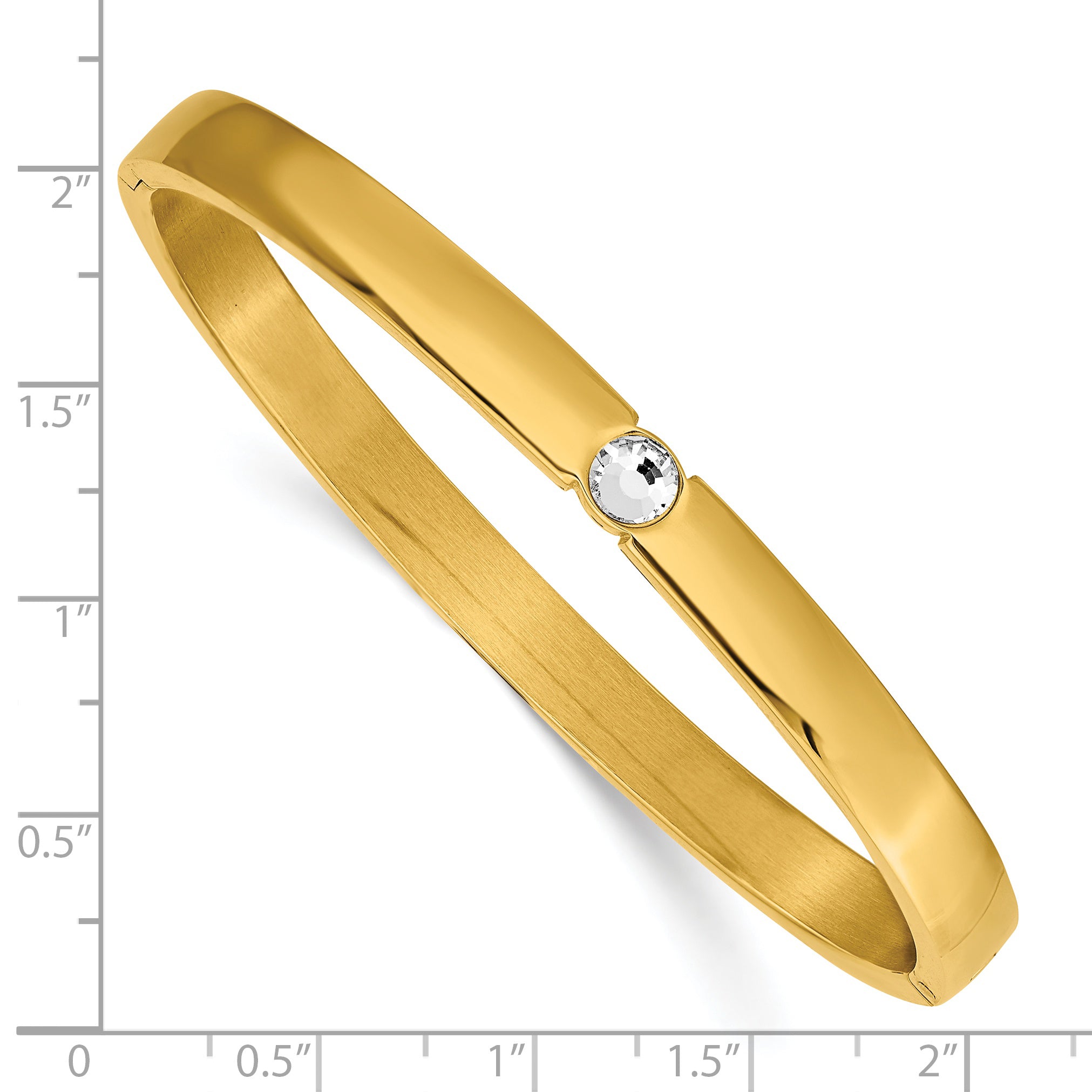 Stainless Steel Polished Yellow IP-plated Preciosa Crystal 6mm Hinged Bangle Bracelet for Women