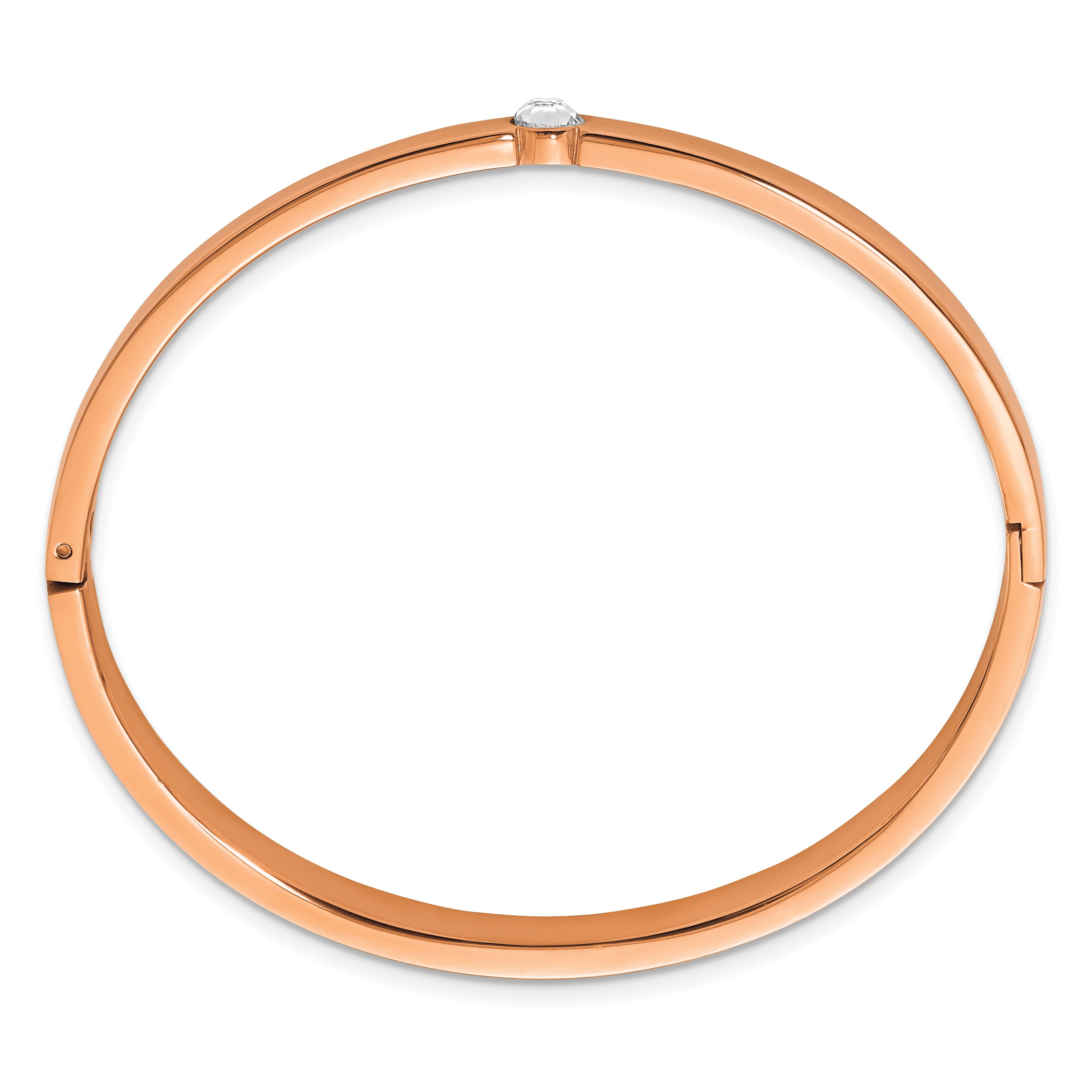 Stainless Steel Polished Rose IP-plated Preciosa Crystal 6mm Hinged Bangle Bracelet for Women Secondary image