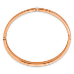 Stainless Steel Polished Rose IP-plated Preciosa Crystal 6mm Hinged Bangle Bracelet for Women