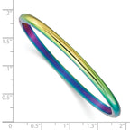 Stainless Steel Polished Rainbow IP-plated 4mm Hinged Bangle Bracelet for Women