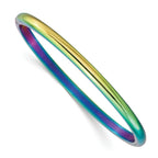 Stainless Steel Polished Rainbow IP-plated 4mm Hinged Bangle Bracelet for Women