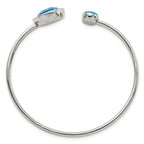 Stainless Steel Polished with Blue and Clear Cubic Zirconia Cuff Bangle Bracelet for Women