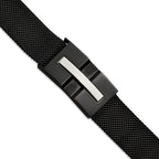 Stainless Steel Polished Black IP-plated Mesh Adjustable Magnetic Clasp Bracelet