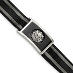 Stainless Steel Polished Black IP-plated Skull Mesh Adjustable Magnetic Clasp Bracelet