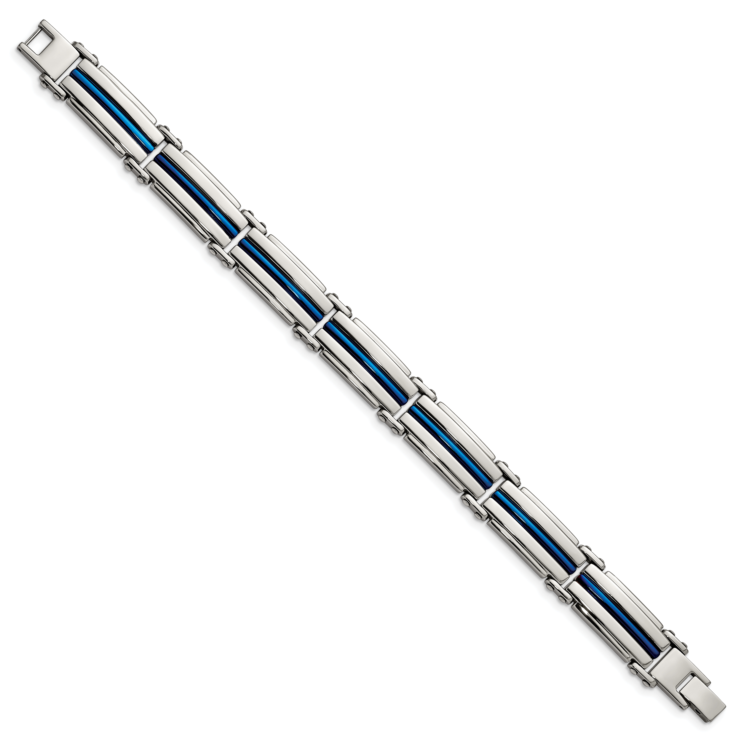 Stainless Steel Polished Blue IP-plated Link Bracelet for Men Secondary image