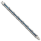 Stainless Steel Polished Blue IP-plated Link Bracelet for Men
