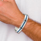 Stainless Steel Polished Blue IP-plated Link Bracelet for Men