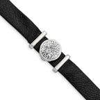 Stainless Steel Polished Leather with Preciosa Crystal with ext. Brace Bracelet for Women