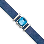 Stainless Steel Polished Blue Leather with Crystal with ext. Bracelet for Women