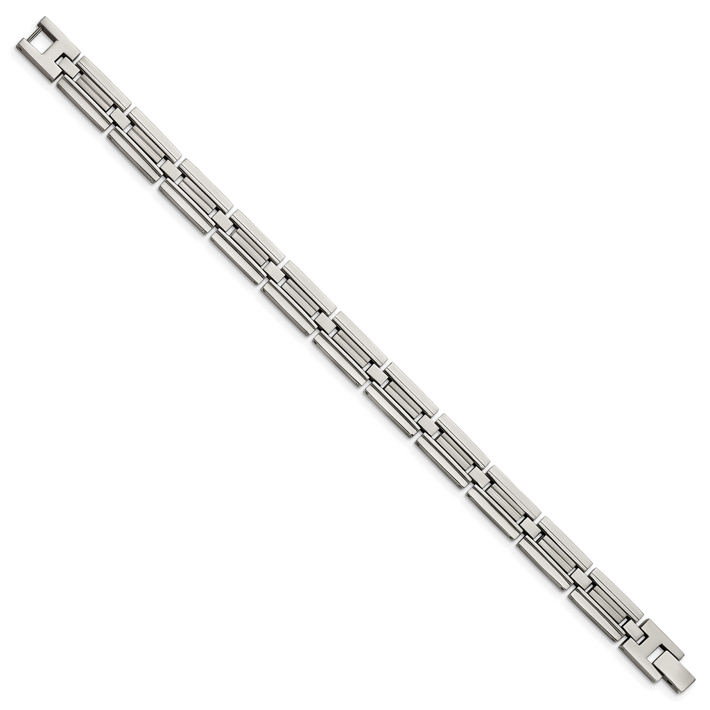 Stainless Steel Brushed and Polished Link Bracelet for Men