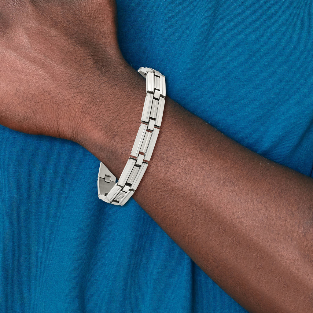 Stainless Steel Brushed and Polished Link Bracelet for Men