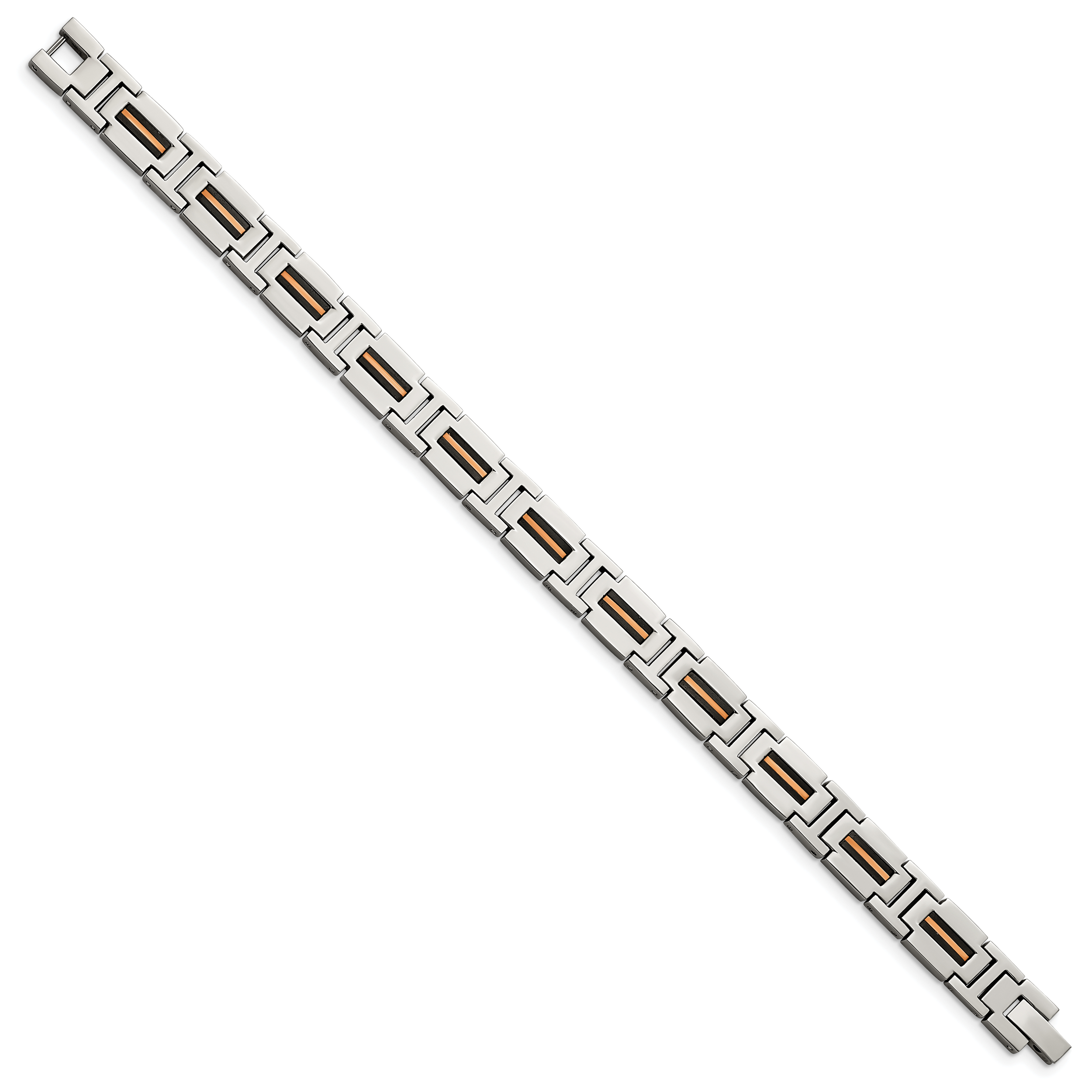 Stainless Steel Polished Black and Rose IP-plated Link Bracelet for Men