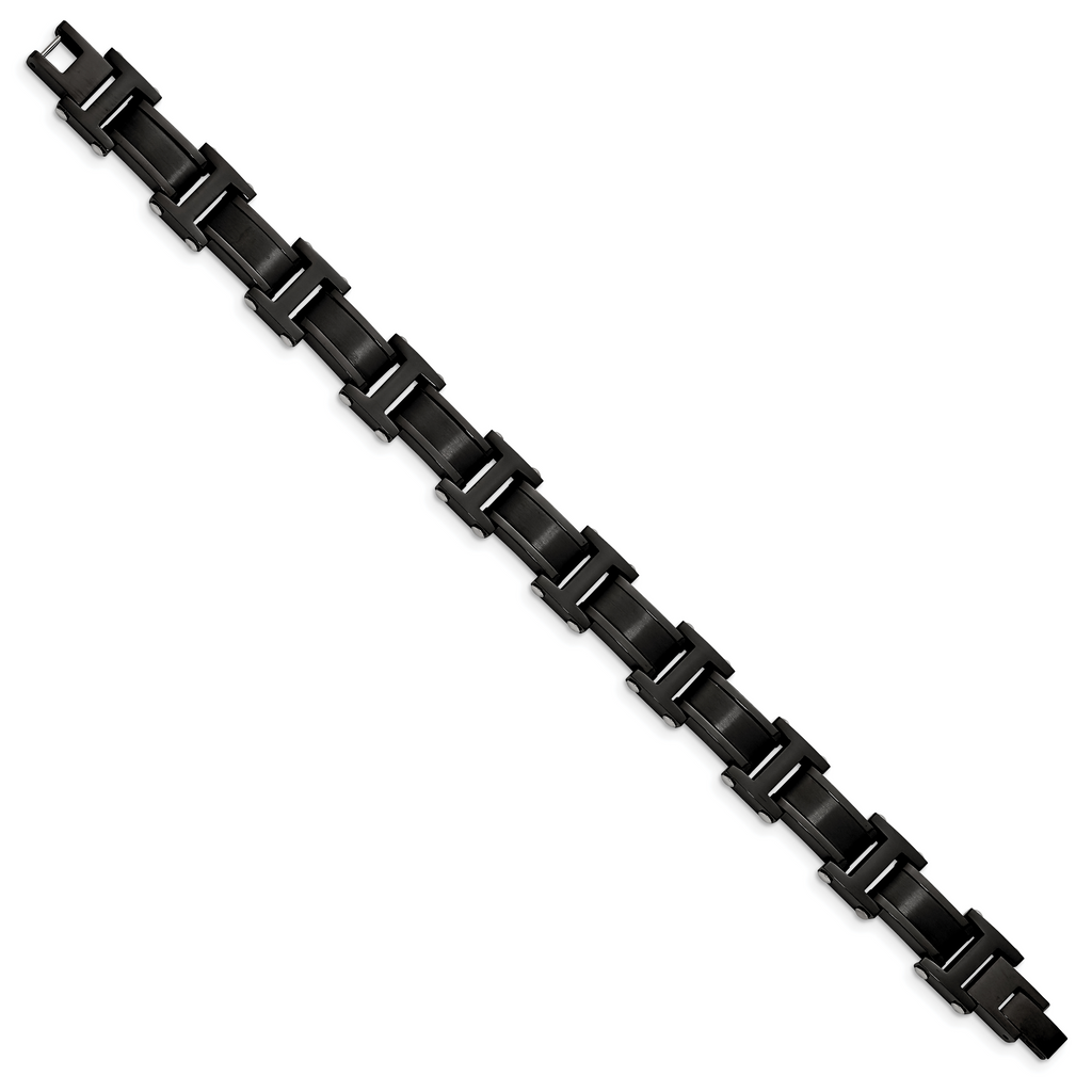 Stainless Steel Brushed and Polished Black IP-plated Link Bracelet for Men