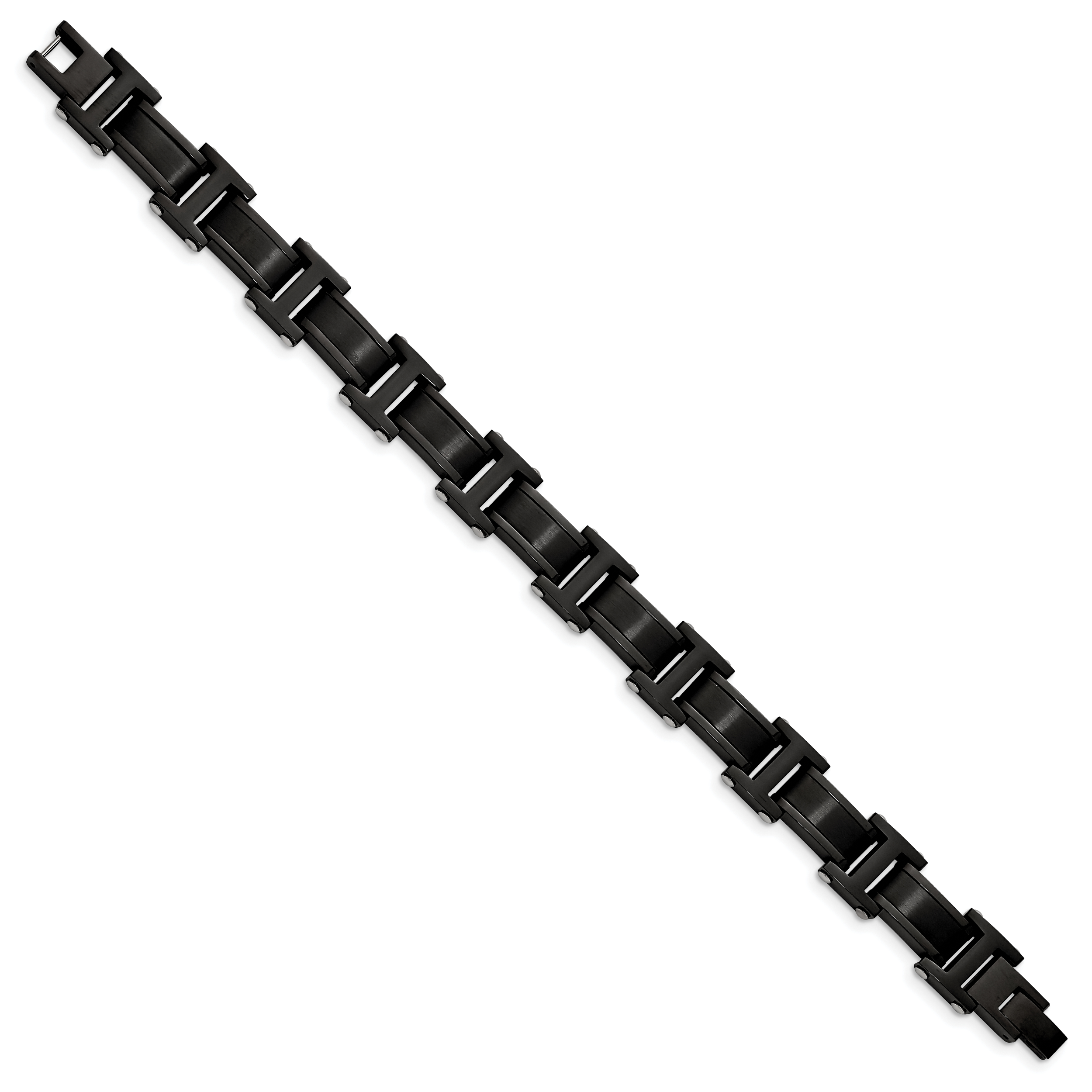 Stainless Steel Brushed and Polished Black IP-plated Link Bracelet for Men