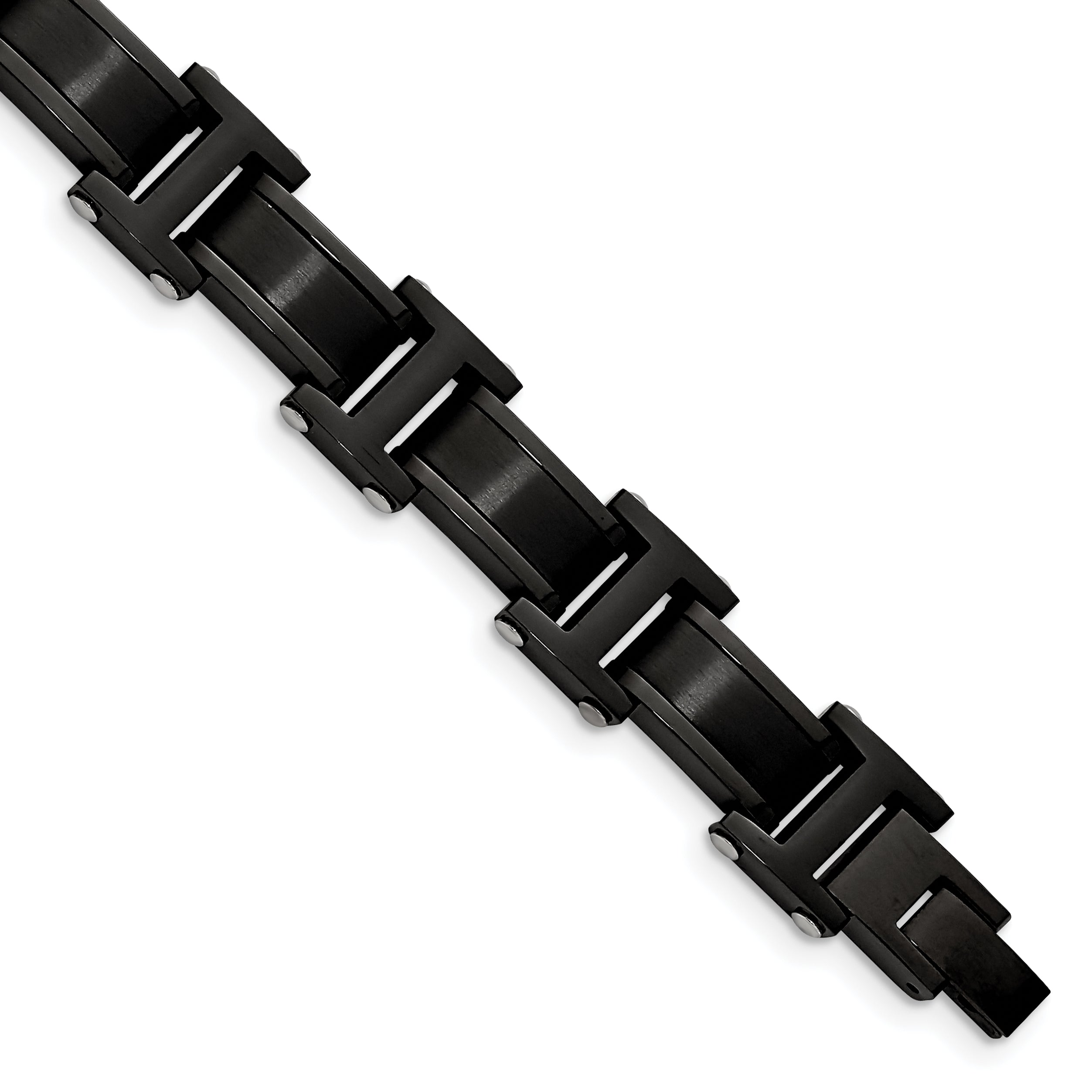 Stainless Steel Brushed and Polished Black IP-plated Link Bracelet for Men