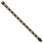 Stainless Steel Brushed and Polished Black and Yellow IP-plated Link Bracelet for Men