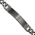 Stainless Steel Brushed Antiqued White Bronze Plated Curb Chain ID Bracelet for Men