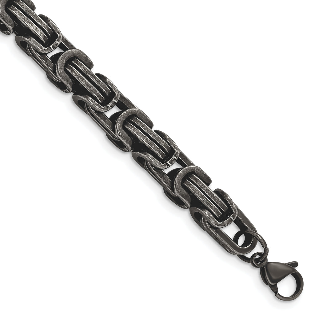 Stainless Steel Antiqued White Bronze Plated 8.5mm Bracelet for Men