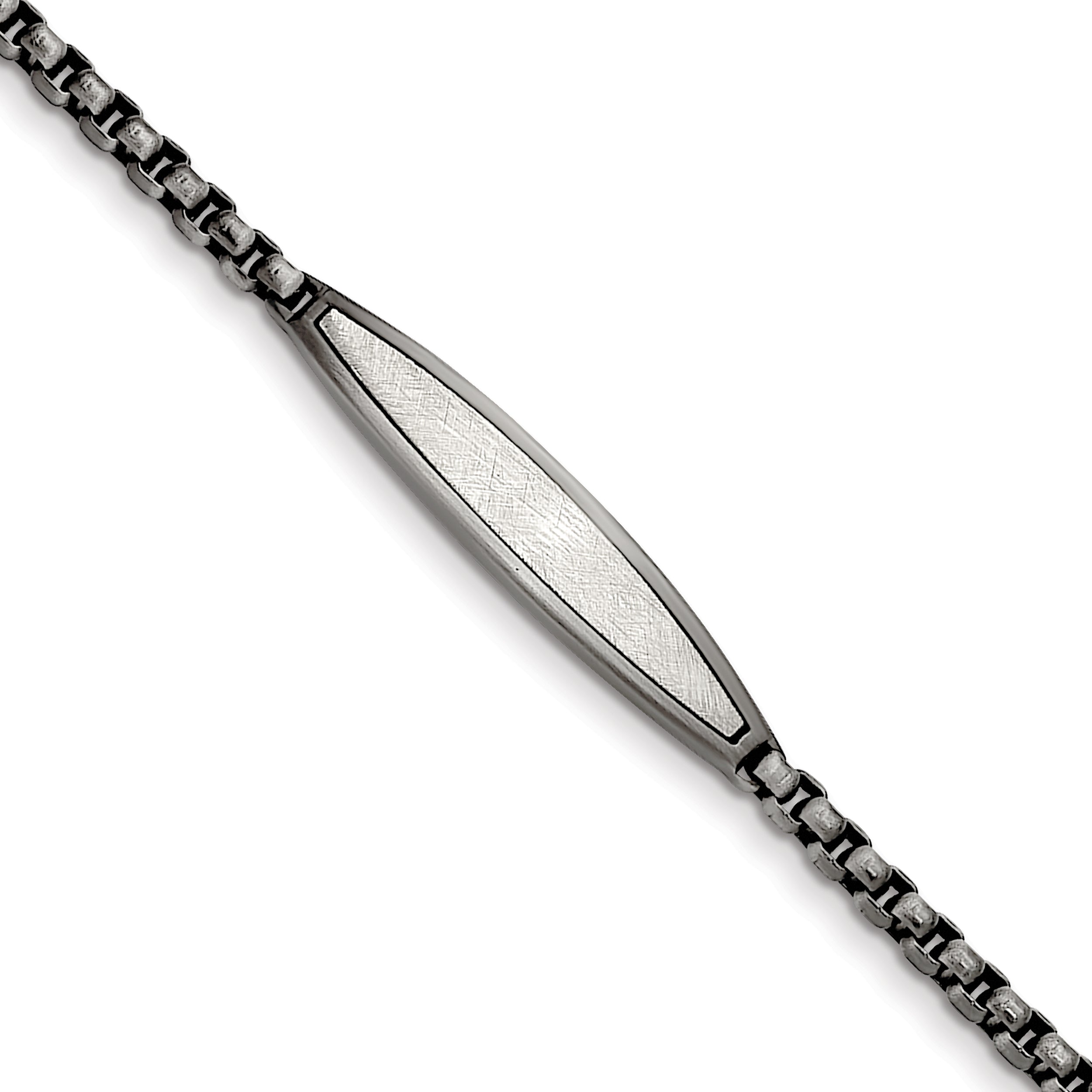 Stainless Steel Antiqued White Bronze Plated Scratch Finish ID Bracelet for Men