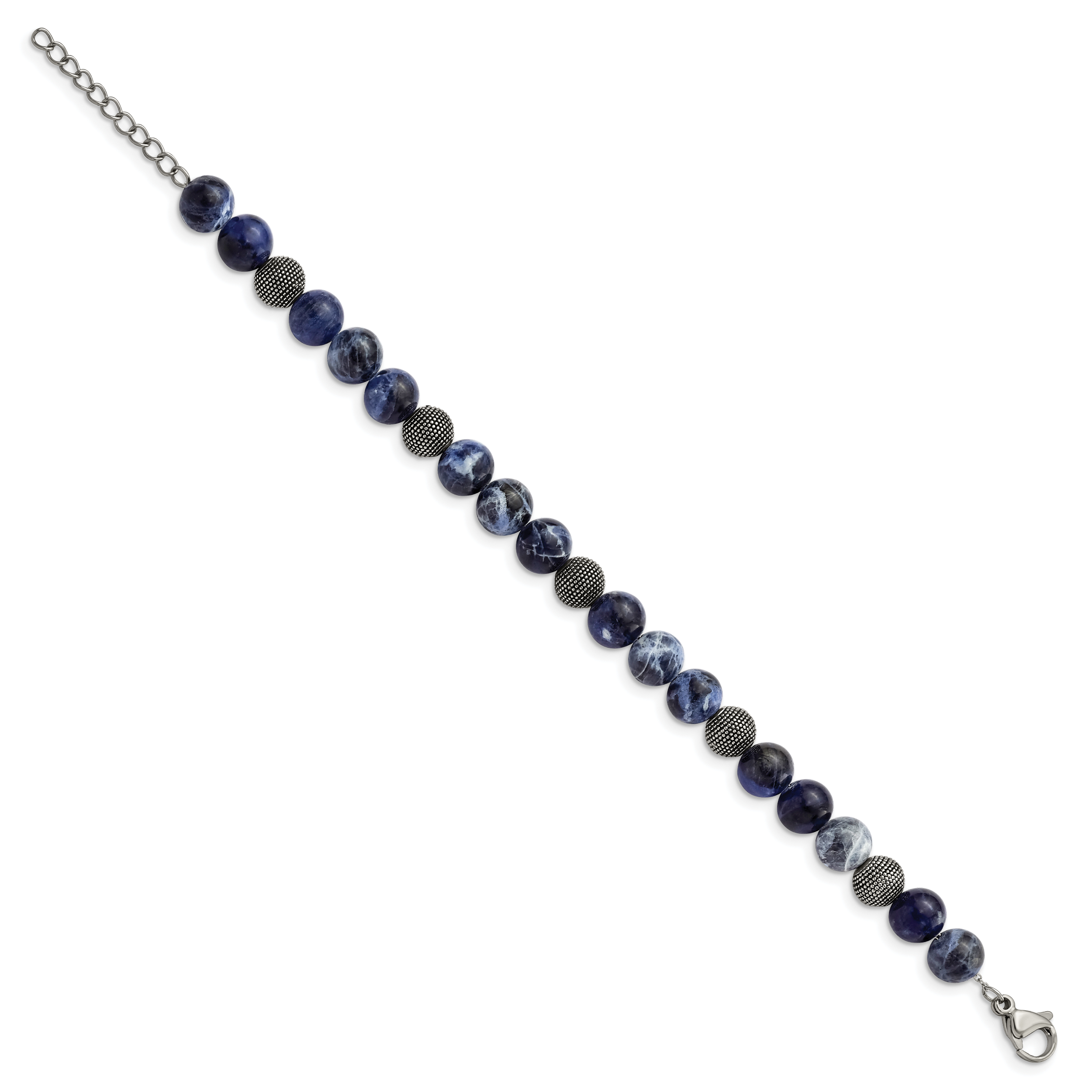 Stainless Steel Antiqued & Polished Sodalite with ext Bracelet Secondary image